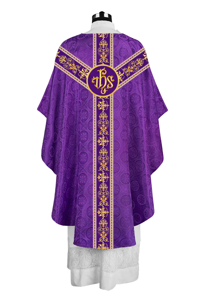 Elegant Gothic Chasuble with Embroidered Motif & Y-type Orphrey