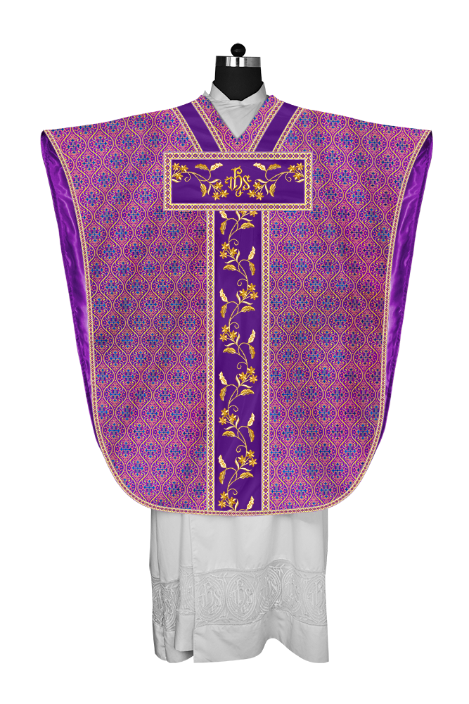 Borromean Chasuble Vestment Ornated With Floral Design and Trims