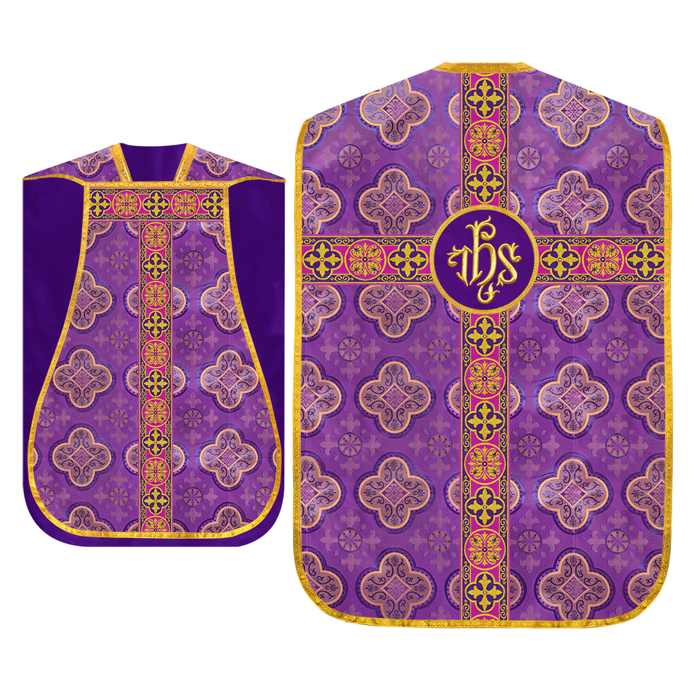 Roman Fiddleback Vestment with Motifs and Braided Trims