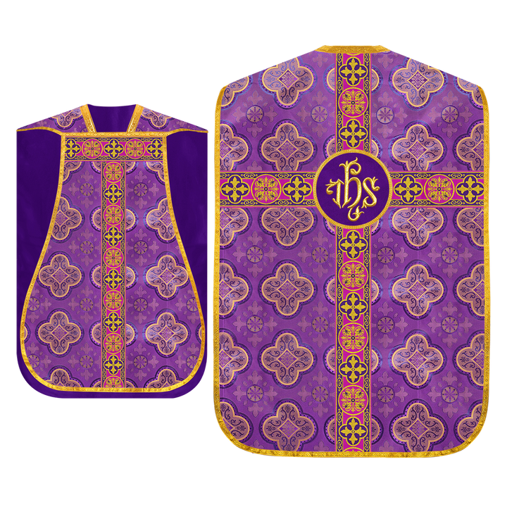 Roman Fiddleback Vestment with Motifs and Braided Trims