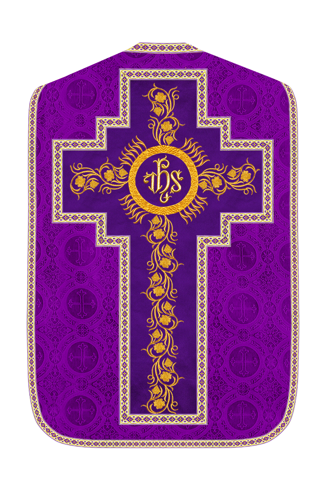 Roman Chasuble Vestment With Grapes Embroidery and Trims