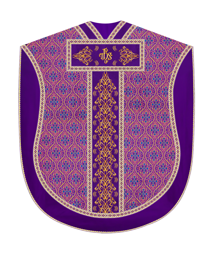 Borromean Chasuble Vestment With Braided Orphrey and Trims