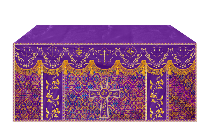 Altar Table Cloth With Floral Embroidery trims