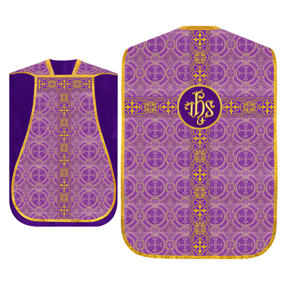 Fiddleback Vestment with Motif and woven Braided Trims