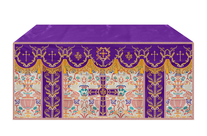 Liturgical Tapestry Altar Cloth with Detailed Embroidered Trims