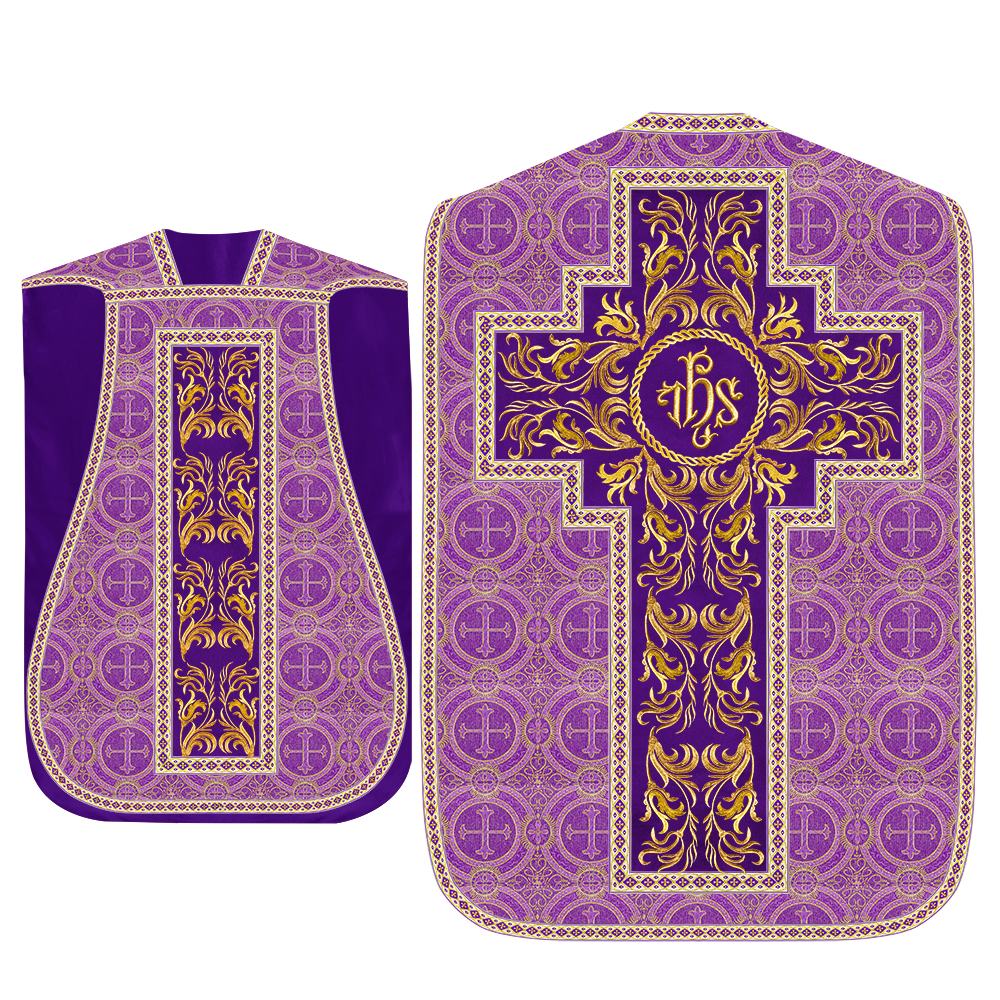 Roman Chasuble Vestment With Woven Braids and Trims