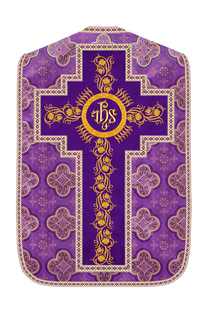 Roman Chasuble Vestment With Grapes Embroidery and Trims