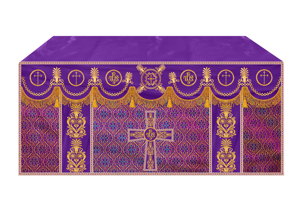 Altar Cloth with Embroidered Motif and Trims