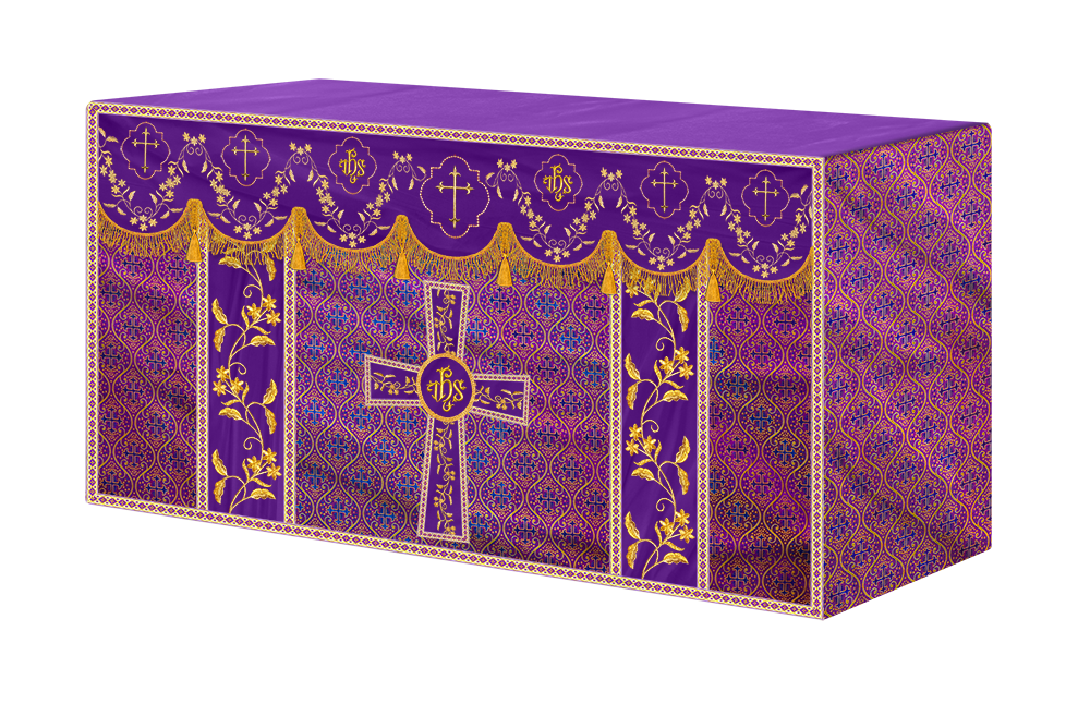 Altar Table Cloth With Floral Embroidery trims