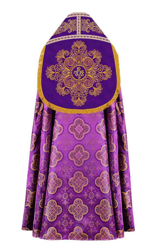 Roman Cope Vestment with Spiritual Motif and Adorned Embroidery