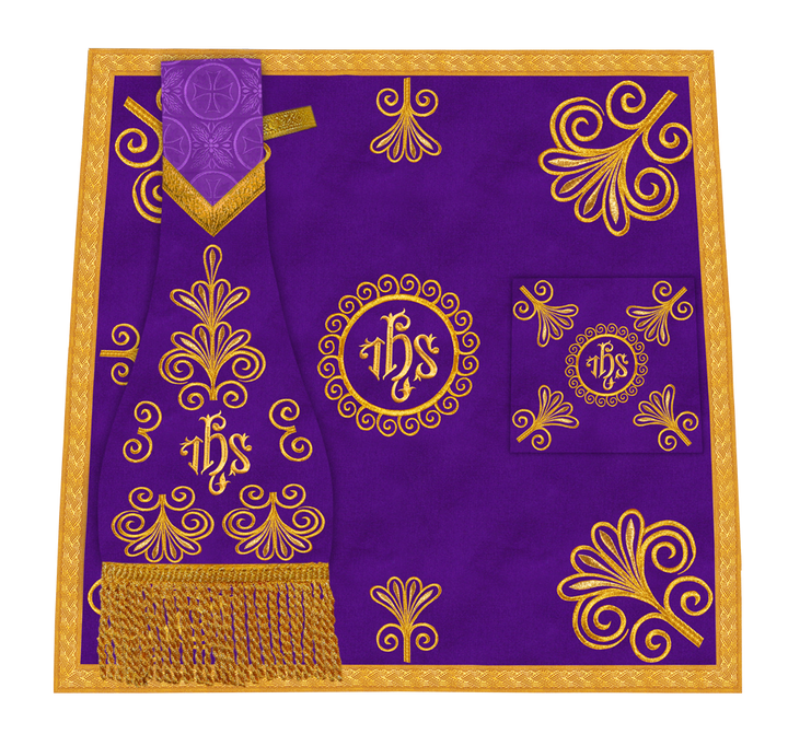 Traditional Altar Cloth Adorned with Embroidered Trims and Motif