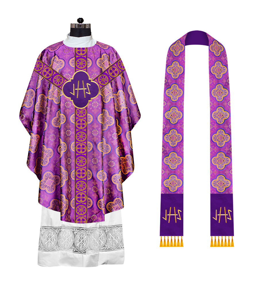 Gothic Chasuble Vestment with Y type braided orphrey