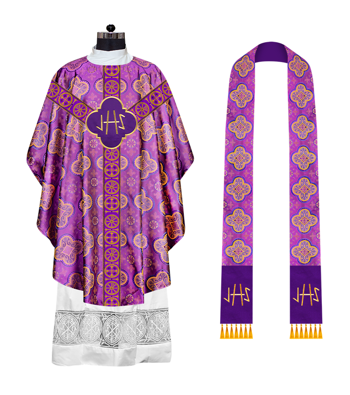 Gothic Chasuble Vestment with Y type braided orphrey