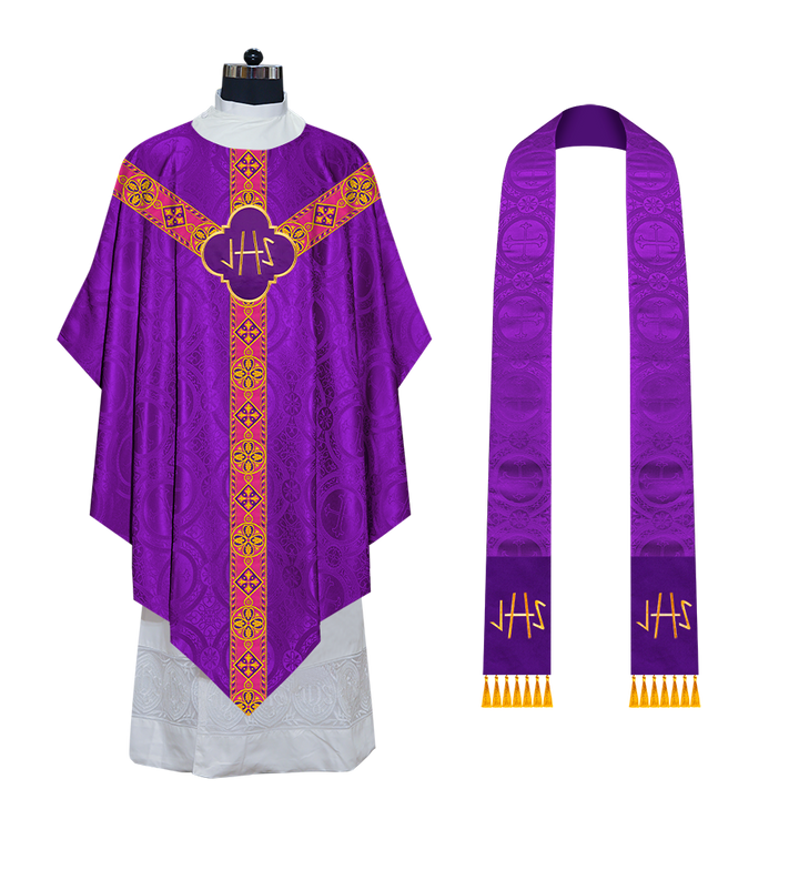 Pugin Chasuble with Braided Lace Orphrey