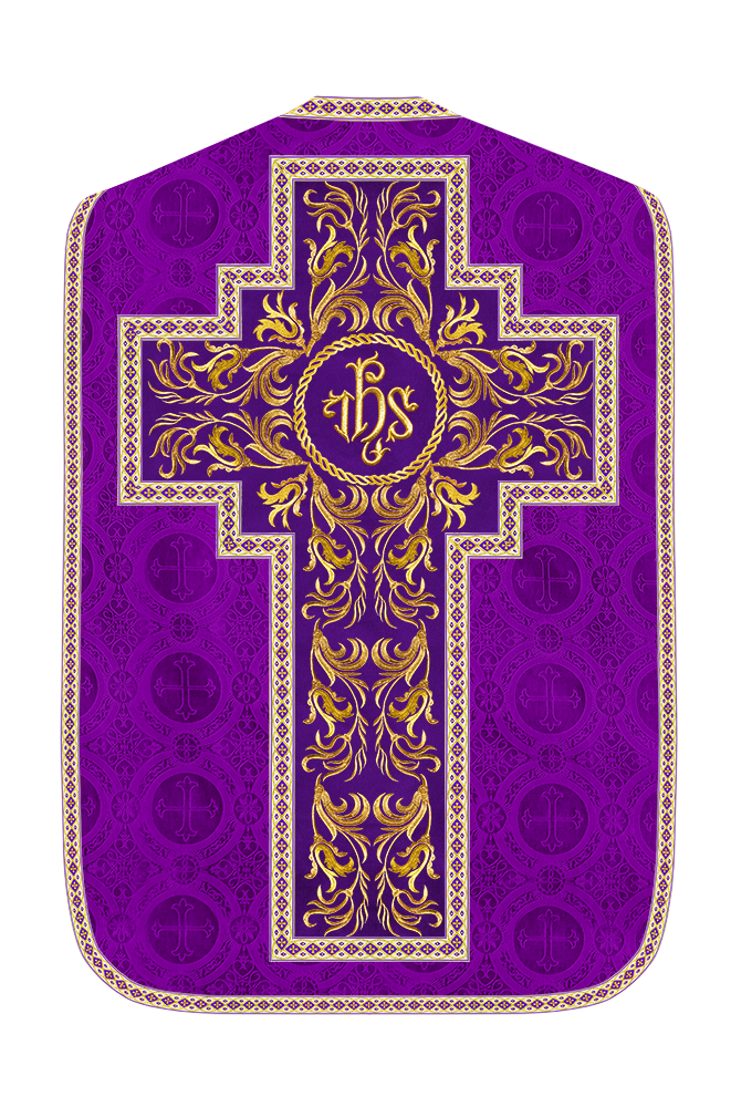 Roman Chasuble Vestment With Woven Braids and Trims