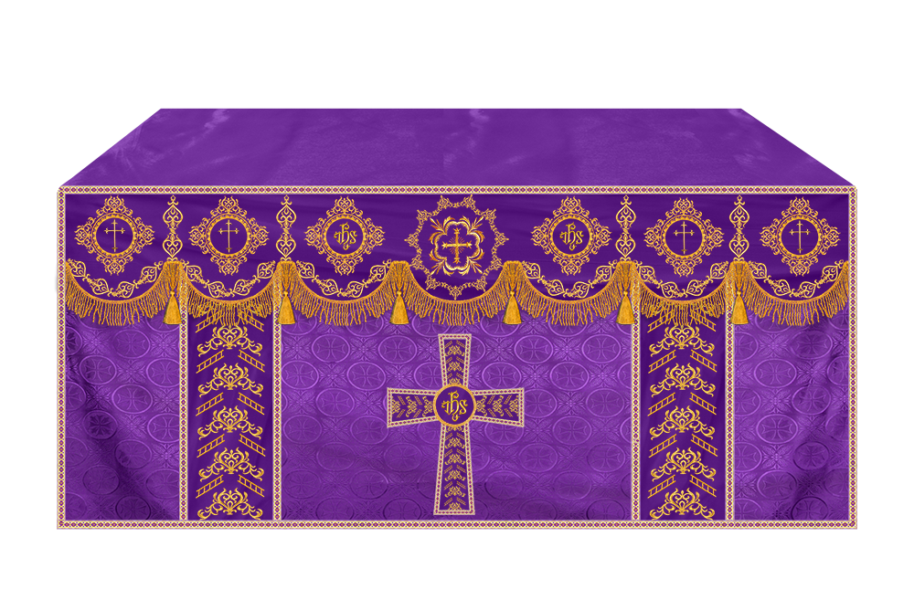 Elegant Altar Cloth with Intricate Orphrey Embroidery & Motif