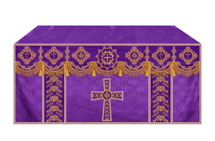 Elegant Altar Cloth with Intricate Orphrey Embroidery & Motif