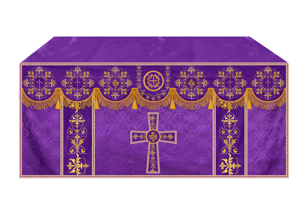 Embroidered Liturgical Church Altar Cloth with Spiritual Motif
