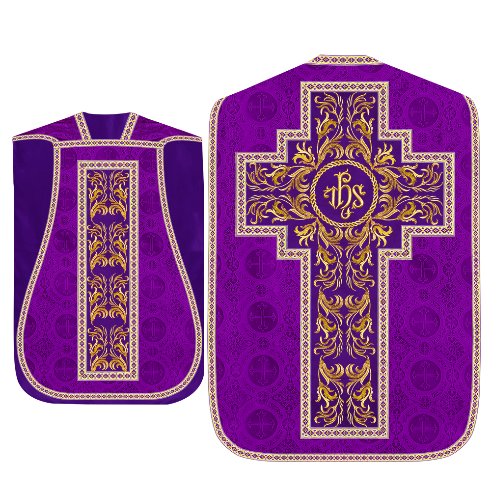 Roman Chasuble Vestment With Woven Braids and Trims