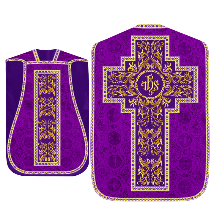 Roman Chasuble Vestment With Woven Braids and Trims