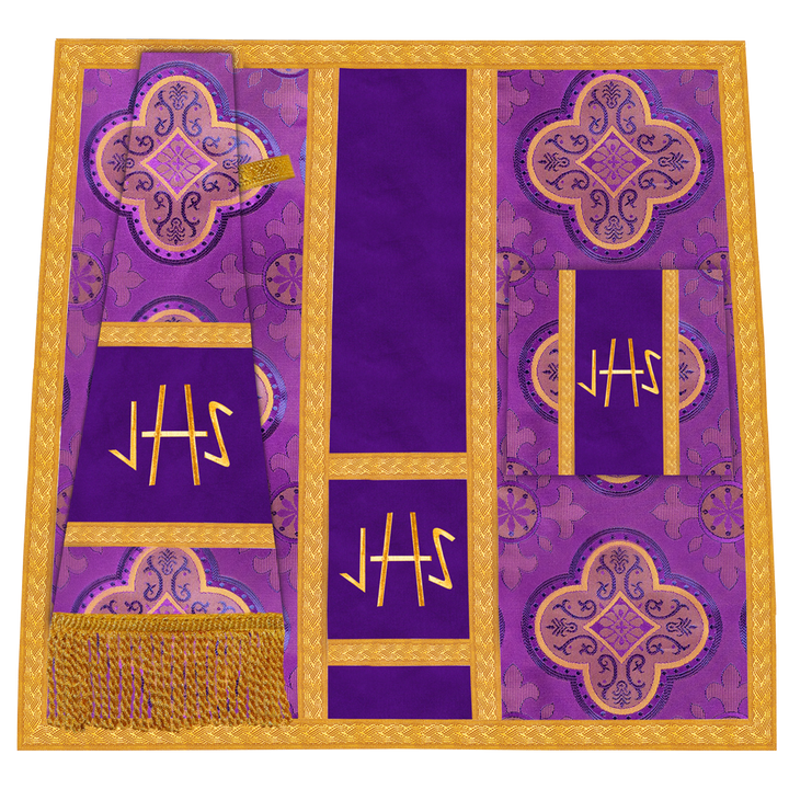 Roman Chasuble Vestment with Spiritual Motif and Ornate Braids