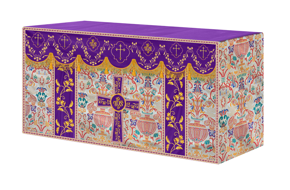 Tapestry Altar Cloth Adorned with Intricate Embroidery