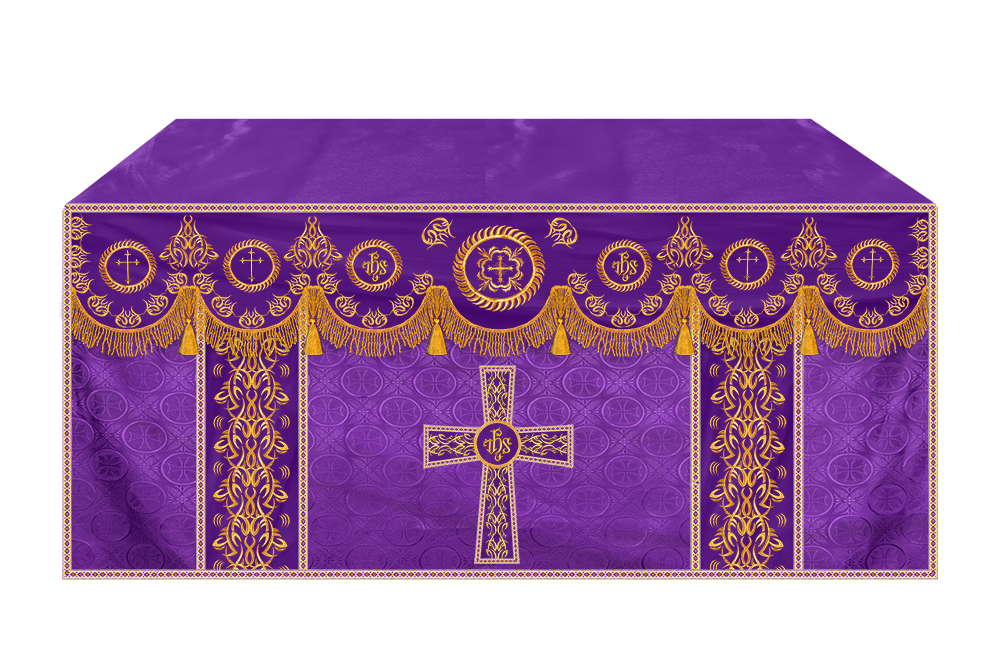 Church Altar Frontal with Ornate Embroidery & Spiritual Motifs