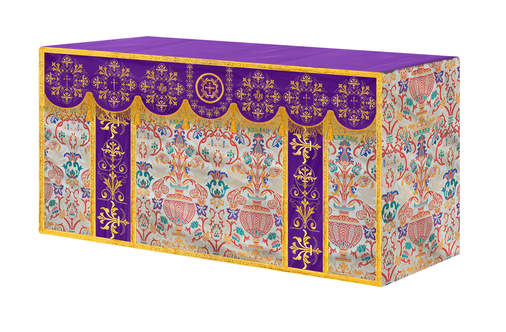 Tapestry Altar Cloth with Braided Embroidered Trims