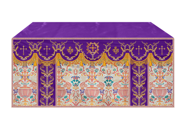Liturgical Tapestry Altar Cloth with Detailed Embroidered Trims