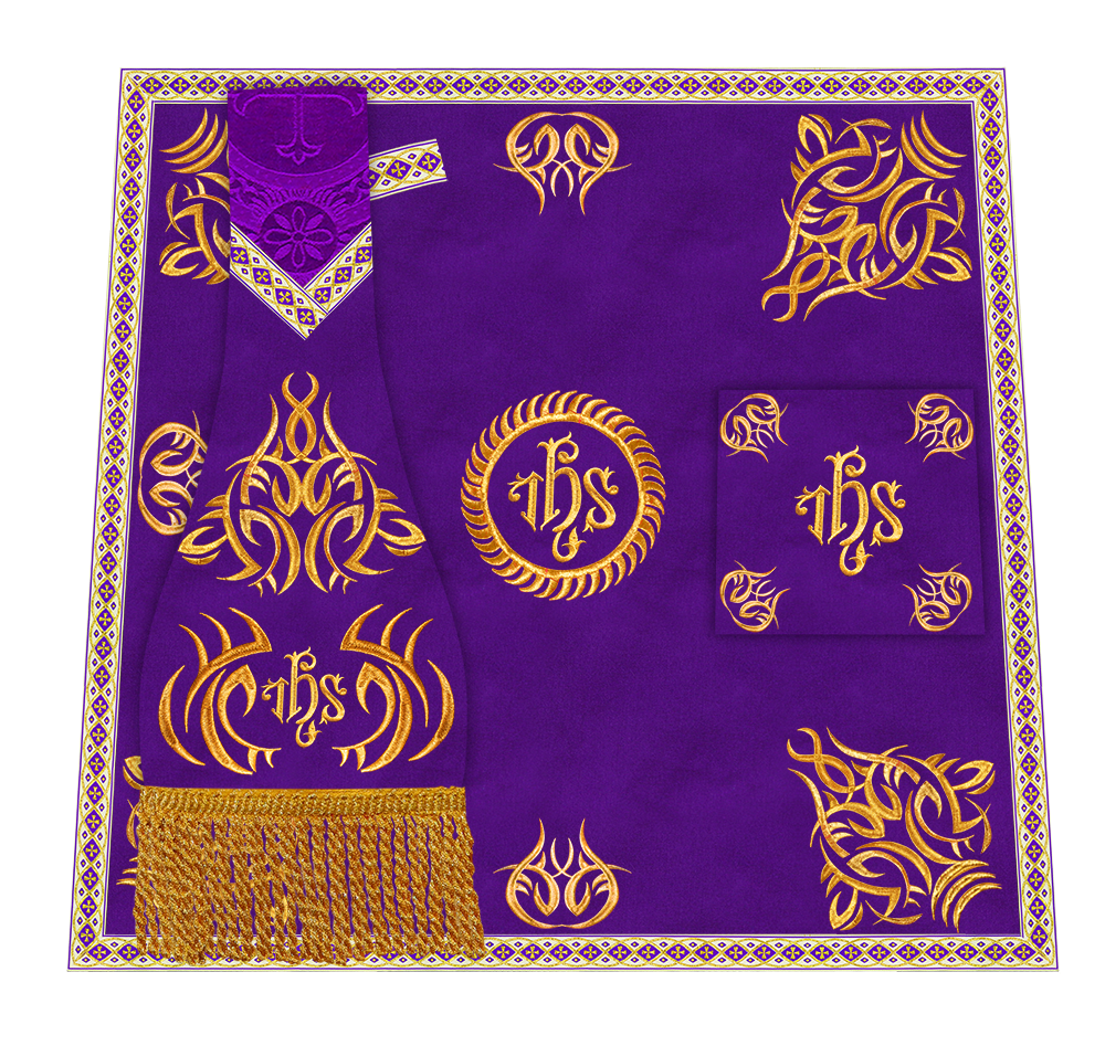 Set of Four Roman Chasuble with Embroidered Trims