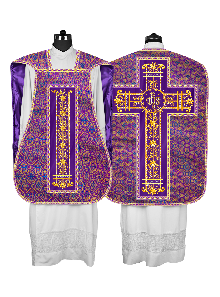 Roman Chasuble Vestment Enhanced With Orphrey and Trims