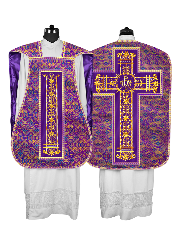 Roman Chasuble Vestment Enhanced With Orphrey and Trims