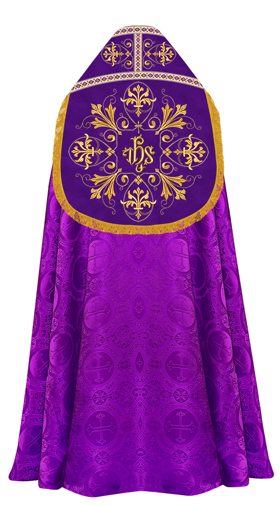 Embroidered Roman Cope Vestment with Braided Trims