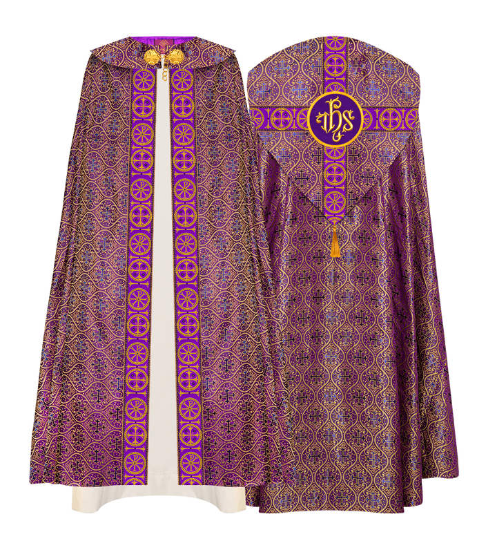 Gothic Cope Vestment with Cross Type Braided Motif