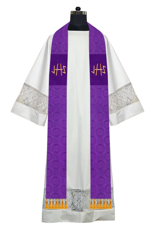 Ordination Stole with Embroidered Spiritual Motif