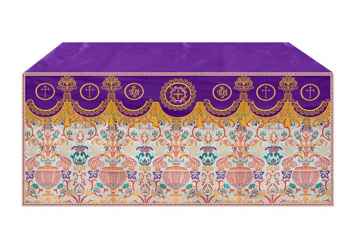 Embroidered Tapestry Altar Cloth with Ornate Orphrey