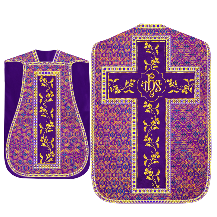 Set of Four Floral Embroidery Roman Chasuble