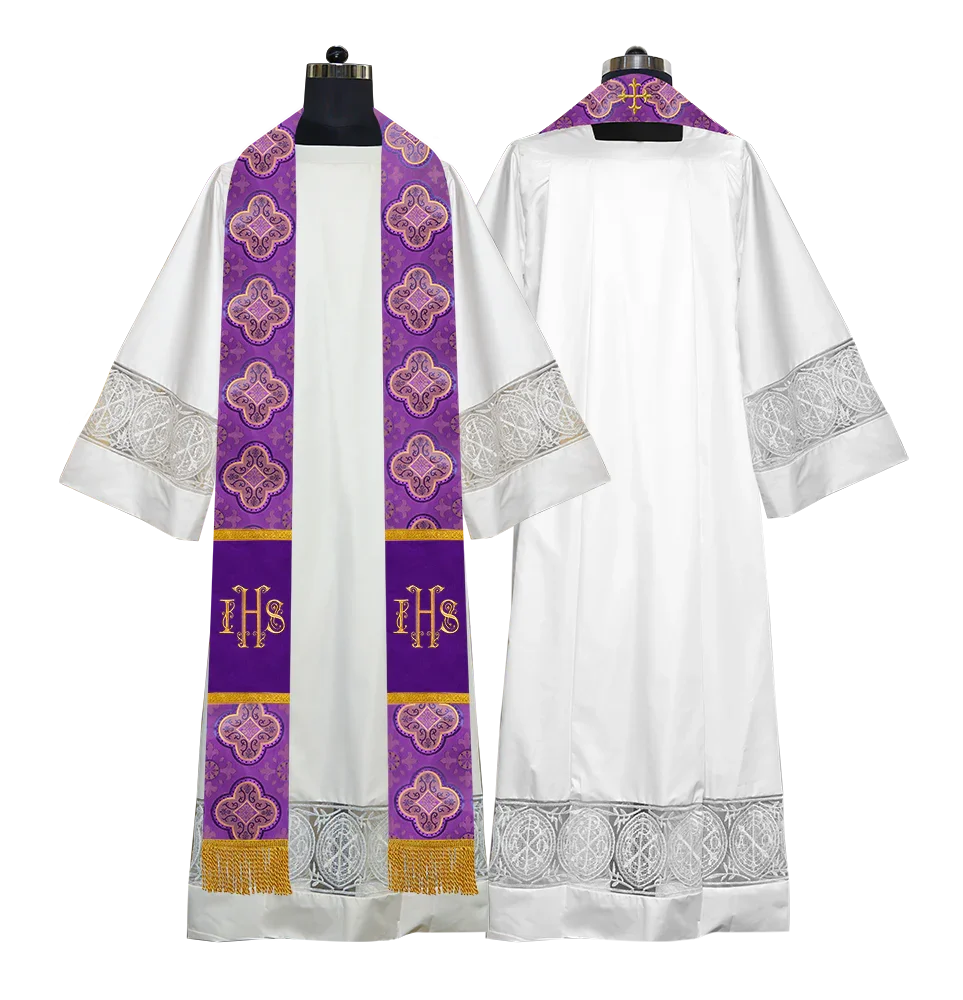 Clergy Stole with Gold Embroidered IHS– PSG VESTMENTS