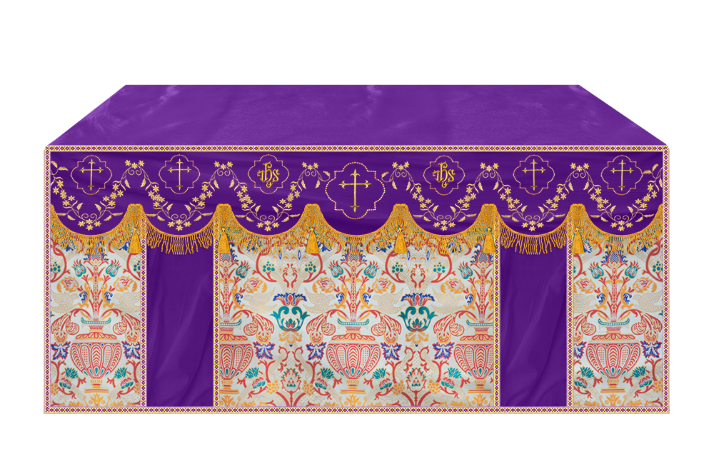 Tapestry Altar Cloth Adorned with Intricate Embroidery