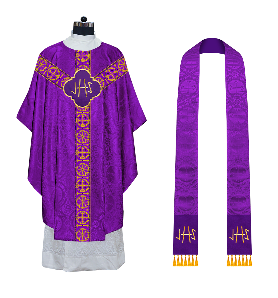 Gothic Chasuble Vestment with Y type braided orphrey