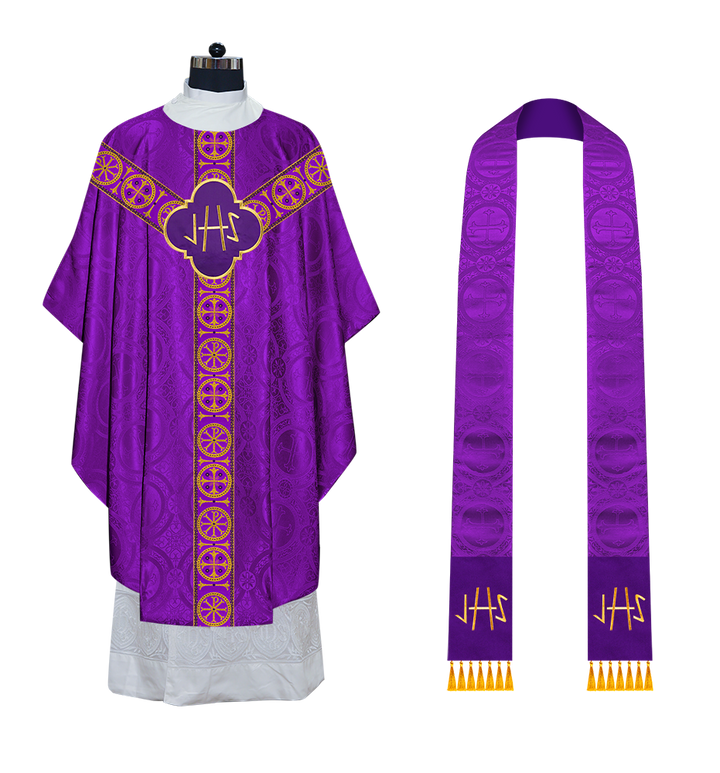 Gothic Chasuble Vestment with Y type braided orphrey