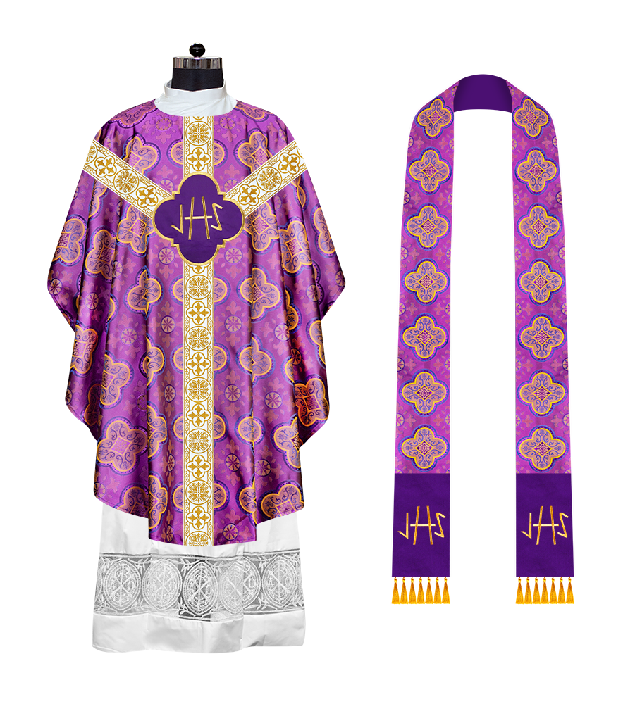 Gothic Chasuble with Embroidered Motif and Orphrey