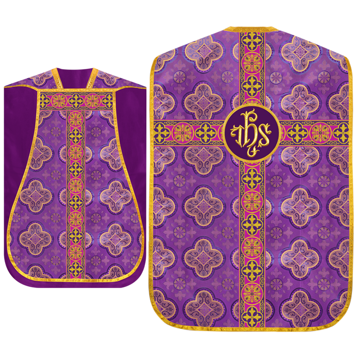 Roman Fiddleback Vestment with Motifs and Braided Trims