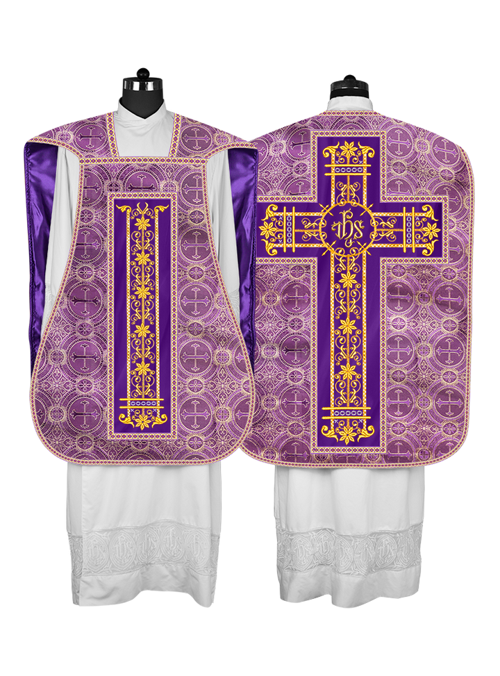 Roman Chasuble Vestment Enhanced With Orphrey and Trims