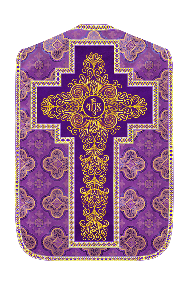 Roman Chasuble Vestment enriched With Coloured Braids and Trims