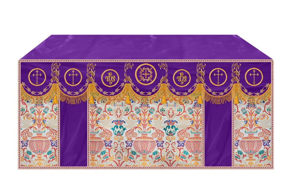 Traditional Tapestry Altar Cloth with Embroidery Details