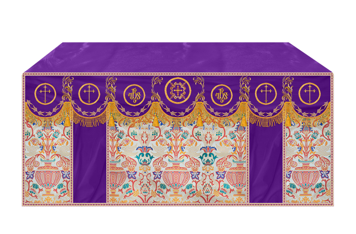 Traditional Tapestry Altar Cloth with Embroidery Details