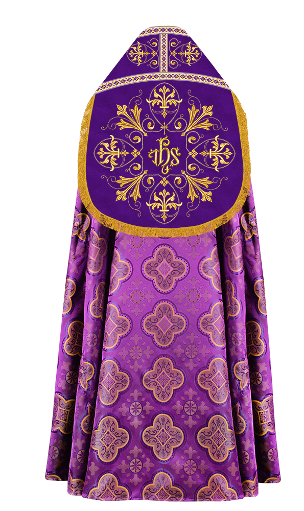 Embroidered Roman Cope Vestment with Braided Trims