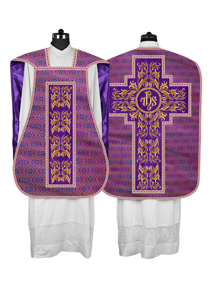 Roman Chasuble Vestment With Woven Braids and Trims