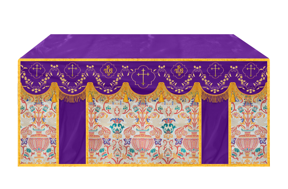 Floral Embroidery Tapestry Altar Cloth with motif